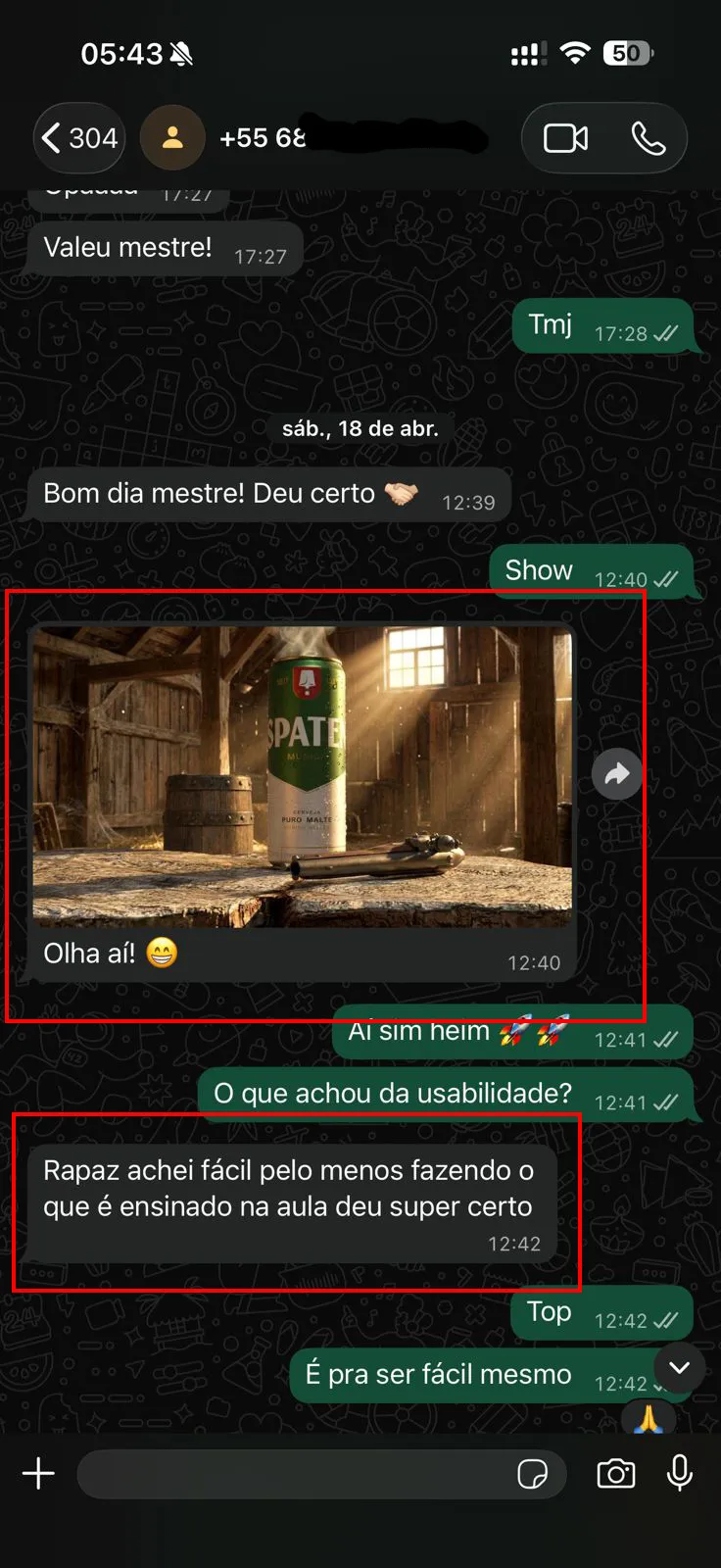 Mensagem de WhatsApp 1